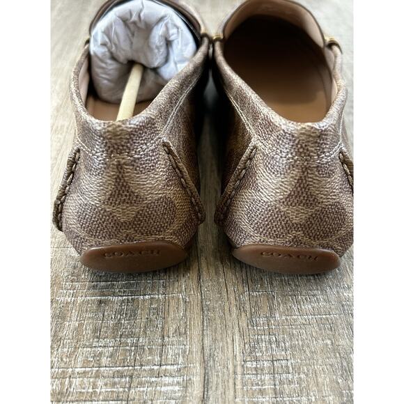 Coach Women's Marley Driver Loafers Size 9.5 Tan Monogram Logo Canvas - Picture 8 of 12